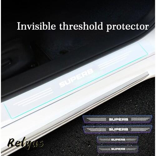 Car Door Sill Protector Threshold Decoration Anti Scratch Transparent Film For Skoda Superb 3 Estate 3V3 3V5 3T5 2 Accessories