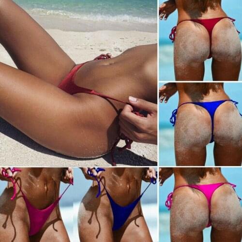 US Women Swimwear Brazilian Cheeky Bikini Bottom Side Tie Thong Bathing Swimsuit