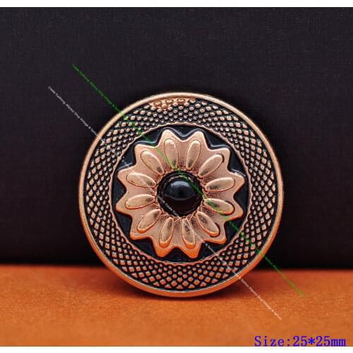 10PC Gold Flower Black Turquoise Leathecraft Accessories Concho Screwback 1"