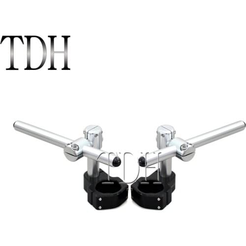 2pcs Aluminum 22mm 7/8 inch Retro Motorcycle Adjustable Handle Bar Clip On Ons 50mm Fork Handlebar Riser For Cafe Racer Bike