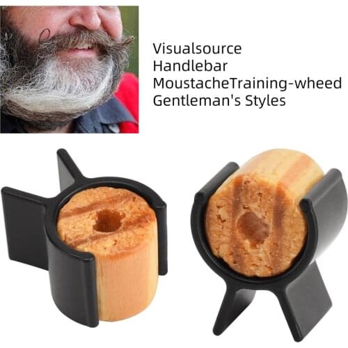 2pcs Wood Silica Gel Handlebar Moustache Training Wheels For Men Salon Mustache Styling Template for Beard Shaping Trimming Tool