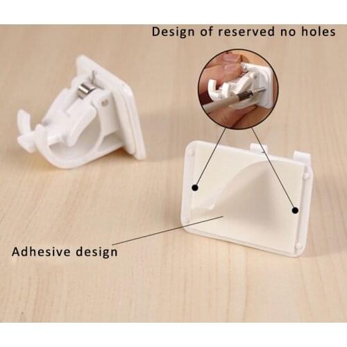 2Pcs/Set Wall Hanging ABS Adjustable Shower Curtain Bar Adhesive Clip Multi Purpose for Household White Hooks Clamp bathroom to