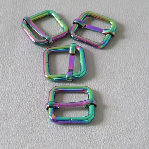 20Pcs/Lot 20mm Webbing Rainbow Metal Buckle Adjuster For Bag Strap Belt Loop Hardware Dog Collar Backpack Clasp Sewing Accessory