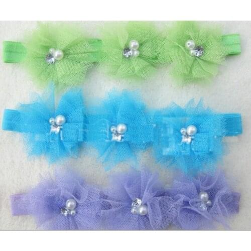 2013 Trial order Multi Color Headbands Triple Tulle Mesh Headbands Baby Flower Headbands 120 pcs