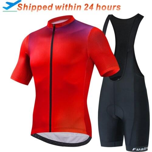 FUALRNY Pro Cycling Set MTB Bicycle Wear Maillot Ropa Ciclismo 3 Colors Bike Uniform Cycling Jersey Set Cycling Clothing