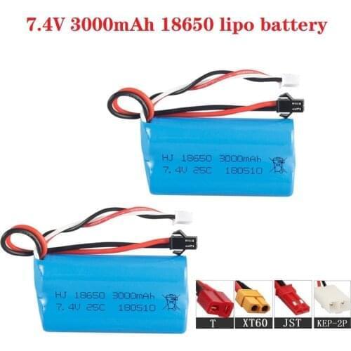 7.4V 3000mAh 18650 lipo battery For Udi U12A Syma S033g Q1 H100 H101 H102 H103 FT009 rc boats model aircraft EL-2P/SM/JST/T Plug