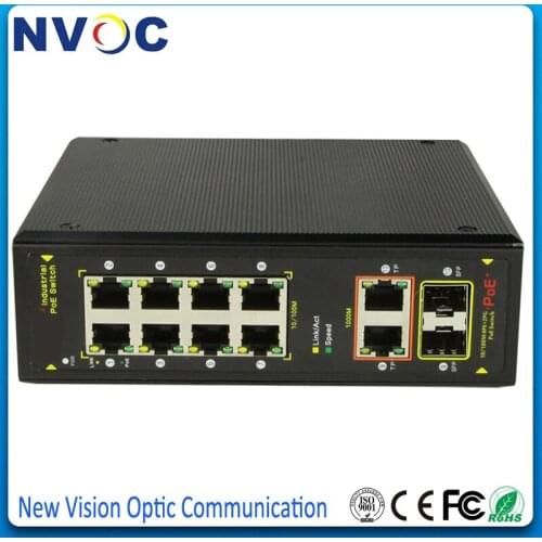 8*10/100M PoE IEEE 802.3af/at+2*10/100/1000M Combo TP/SFP Unmanaged Industrial PoE Switch,8Port Unmanaged Two-layer PoE Switch