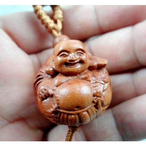 Mahogany Three-dimensional Engraving Key Chain Lifelike Buddha Pendant Key Ring Jewelry Gift For Car Accessories L14