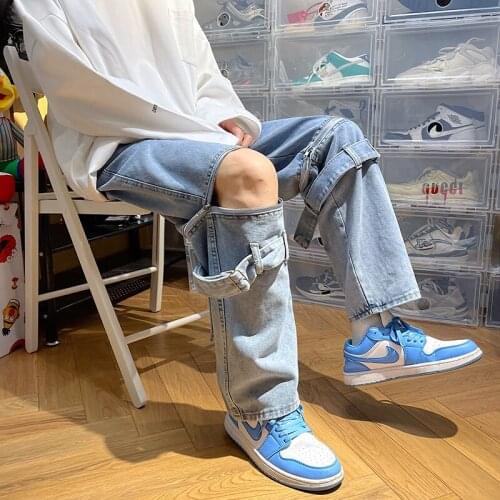 Fashion Mens Jeans Pants Hip Hop Trend Streetwear Jogging Pants Men Casual Elastic Waist Men Trousers