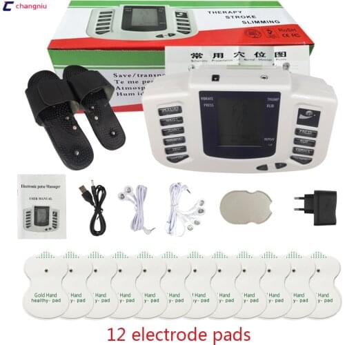 309Electronic ten - needle back - neck pulse massage muscle pain treatment machine,with therapy slipper+12 pads