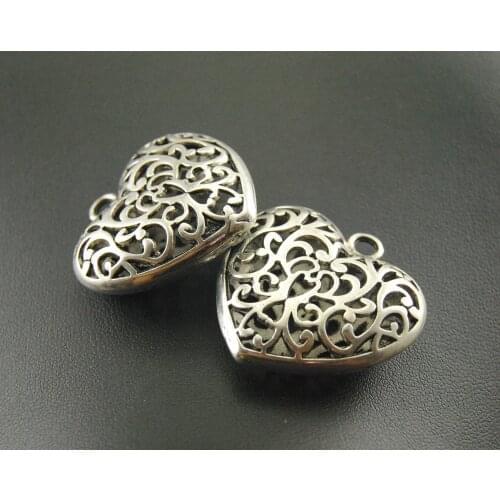 5pcs Silver Color Filigree Huge 3D Heart Charms Pendant DIY Metal Bracelet Necklace Jewelry Findings A464