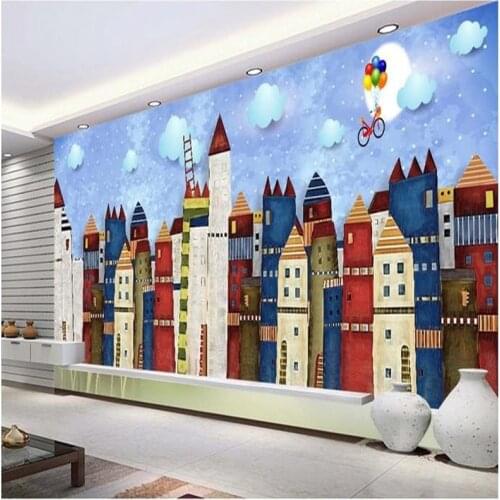 Beibehang Custom photo wallpaper 3d wall paper Castle house hand-drawn cartoons TV setting wall murals painting for living room