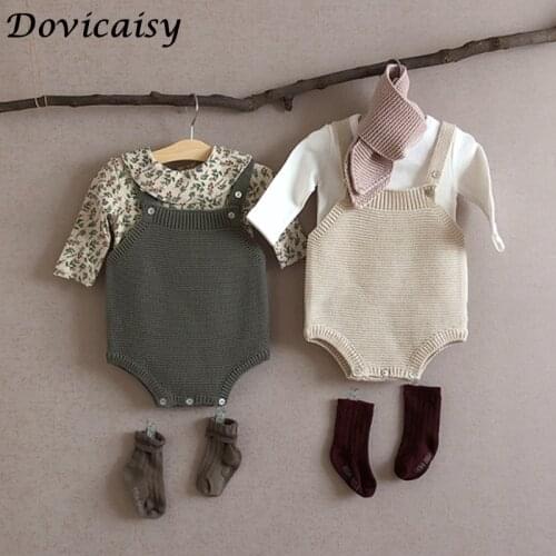 Newborn Baby Girls knit Jumpsuits Clothes 2021 Spring Autumn Baby Boys Girls Rompers Pure Color Knitted Children Rompers