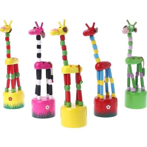 Funny Baby Kids Intelligence Developmental Educational Wooden Colorful Rocking Giraffe Toy Dancing Stand Gift F3ME