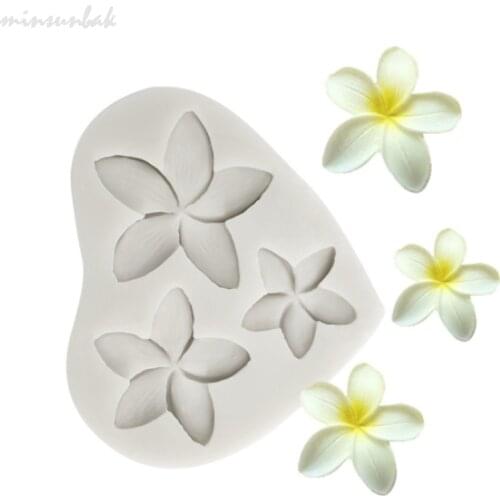 Minsunbak Frangipani Silicone Fondant Mold Kitchen Baking Tools Chocolate Gumpaste Mould Cake Decoration Sugarcraft