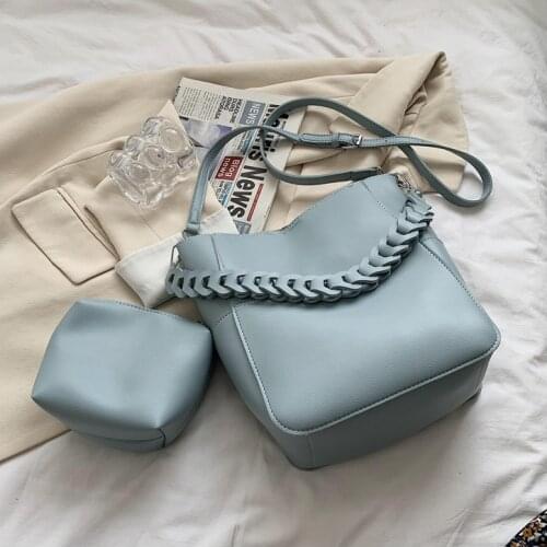 Fashion Designer Women Bucket Bags 2piece/set PU Leather Womens Handbags Casual Ladies Tote Female Shoulder Crossbody Bags 2021