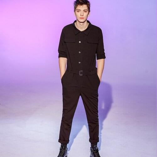 Mens jumpsuit suit mens work suit mens jumpsuit mens hip jumpsuit little leg pants