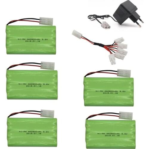 9.6V 2800mAh Ni-MH Battery + 9.6v Charger For Rc toy Car Boat Tank Train Gun nimh AA 2400mAh 9.6v Rechargeable Battery Pack