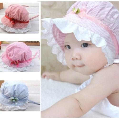 Solid Color Lace Baby Fisherman Hat Summer Girls Flowers Sun Cap Sweet Casual Children Baby Beach Hat Toddler Baby Girl Caps