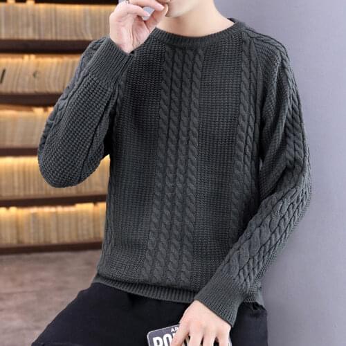 New style mens sweater knitted bottoming shirt with loose crew neck Pullover