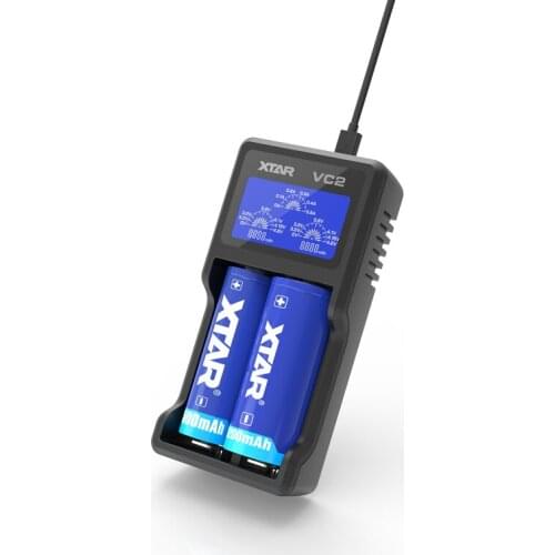Original XTAR VC2 Universal LCD Screen Display Battery charger for 10440/16340/14500/14650/17670/18350/18500/18650
