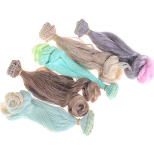Fashion DIY 20*100cm Mini Tresses Curly Wigs High-Temperature Material Straight Hair Wig For BJD Doll Accessories Kids Gifts