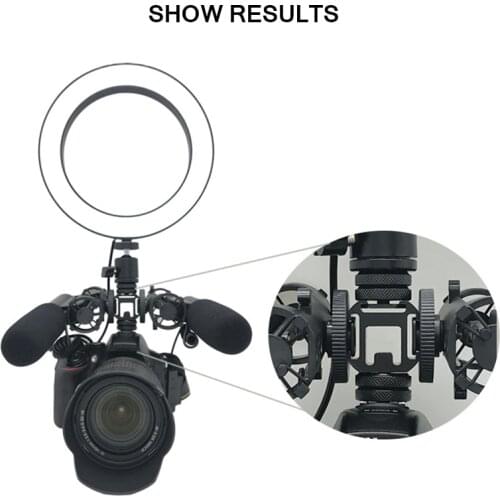 Portable On-Camera Mount Adapter Extend Port Monitor Camera Base Microphone Multi-Functional Triple Base Head Hot Shoe Base