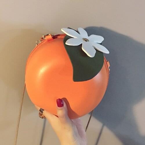 New Summer Spring Fashion Women Girls Student Plush Bags mkd2 Hot Funny Cartoon Shoulder Chain Bags Children Fruit Orange PU Bag