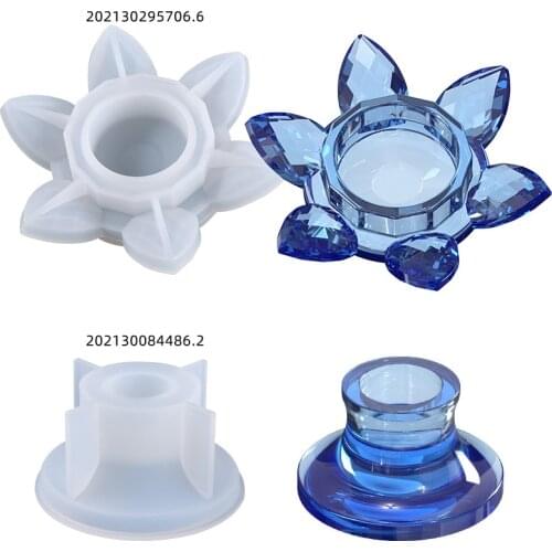 Lotus Candle Holder Handmade Mold DIY Crystal Epoxy Mold Candlestick Silicone Mold Lotus Car Ornaments Silicone Mould