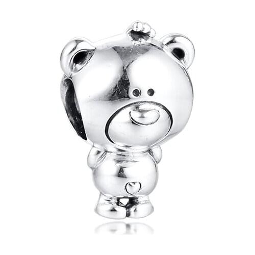 Fit Pandora Bracelets Theo Bear Charms 925 Sterling Silver Original Beads for Women DIY Jewelry Making