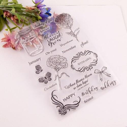 Clear Stamps Silicone Seal for DIY Scrapbooking Wishing Bottle Flower Butterfly Transparent Stamps Making Photo Album Crafts