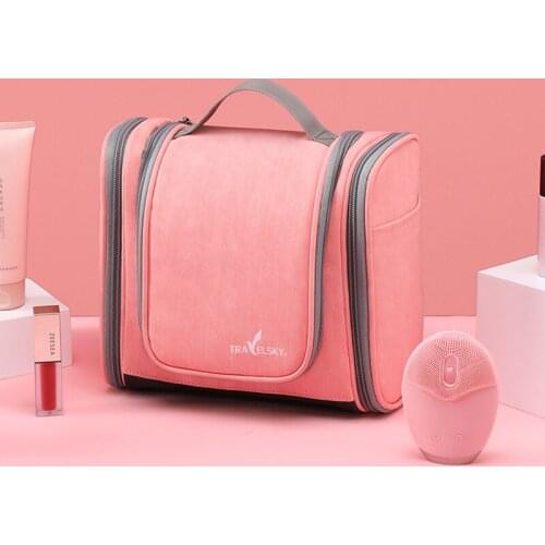 QIAQU Travel Storage Bag For Business Travel Portable Double Open Wash Bags Cosmetic Bag Bathroom Supplies Storage Hook Bags