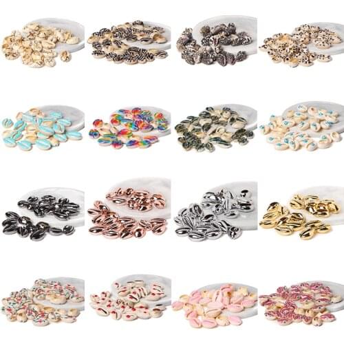 Painting Shells Beads Natural White Sea Conches 10-30 pcs Electroplated Cowrie Pendant Jewelry Findings For DIY Making Earrings