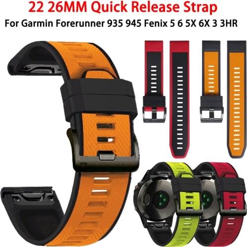22mm 26mm Silicone Watch Band Strap for Garmin Fenix 5 6 5x 6x 3 3hr Smart Watch Quick Release Replacement Bracelet Accessories