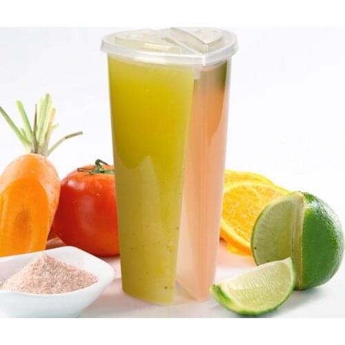 600ML Heart Shaped Double Share Cup Transparent Plastic Disposable Cups with Lids Milk Tea Juice Cups for Lover Couple SN3328