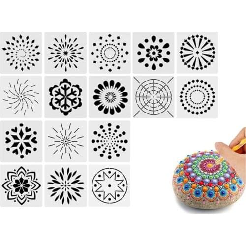 16pcs/set Mandala Drawing Template Stencil Wall Painting Embossing Scrapbooking