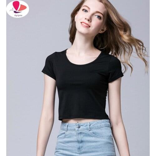 Women Fashion Solid Ultra Short Stretch Slim Womens Hip Hop Casual Short Sleeve T-shirt Women Tops Tees T Shirts Shirt