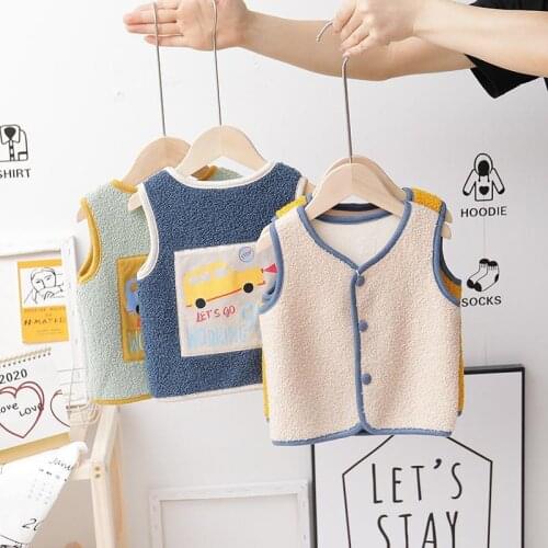 Boys lamb velvet padded vest for fall/winter 2021 new baby sleeveless vest to keep warm childrens clothing waistcoat P4708