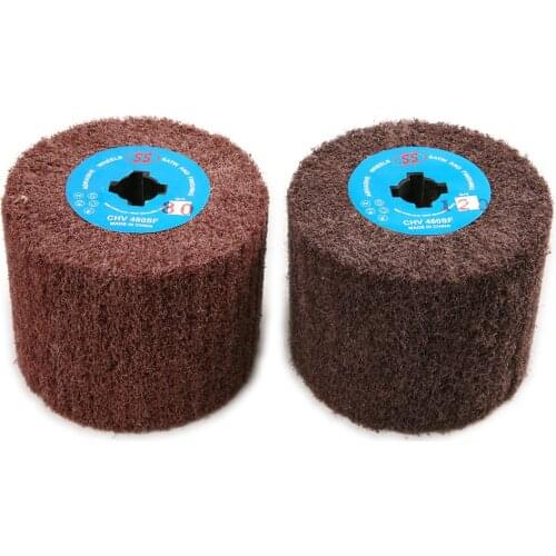 1Pcs 120x100mm 80/120# Nylon Abrasive Flap Wheel Brush Wire Non-Woven Abrasive Polishing Wheel for Wire Drawing Lines