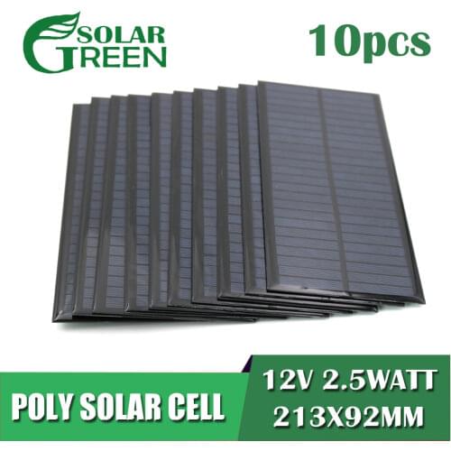 12V 208mA Epoxy polycrystalline Silicon DIY Battery 2.5Watt 2.5W Solar Panel Standard Power Charge Module Mini Solar Cell toy