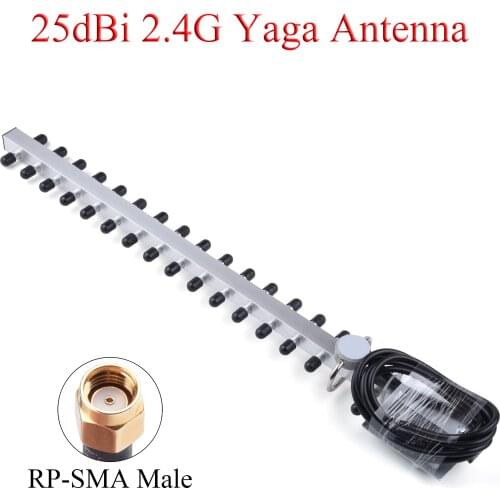 2.4G 25dBi Antenna 2400-2500MHz Outdoor Wireless Yagi Antenna RP-SMA Male For Router Booster Amplifier Modem 1.5m/4.92ft Cable