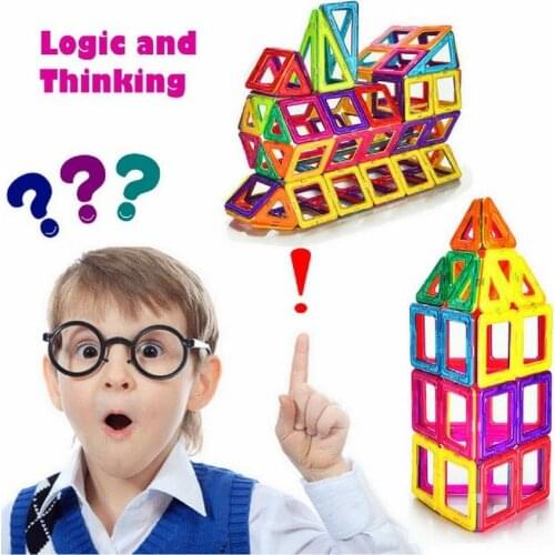 Tatalia 48PCS Enlighten Bricks Educational Magnetic Designer Toy Square Triangle Hexagonal 3D DIY Building Blocks Kids Toys