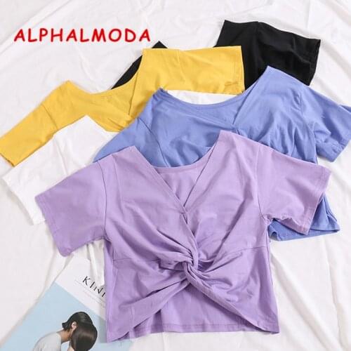 Женские хлопковые футболки ALPHALMODA China At AliExpress