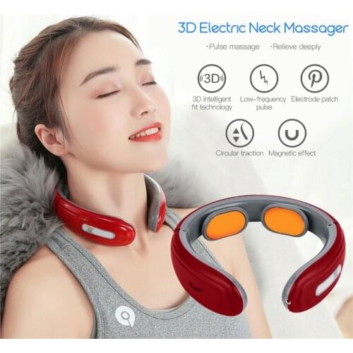 Wireless Electric Neck Massager Battery Operated Back Shoulder Massage Pad Pulse Body Relaxation Muscle Stimulator Stress Relief