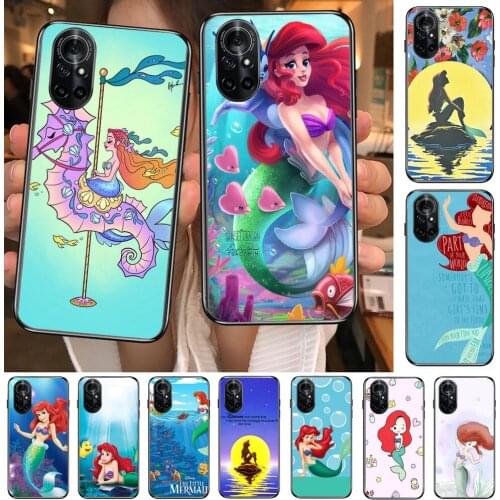 Little Mermaid Clear Phone Case For Huawei Honor 20 10 9 8A 7 5T X Pro Lite 5G Black Etui Coque Hoesjes Comic Fash design