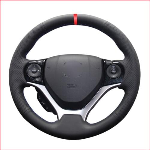 Artificial Leather Red Marker Steering Wheel Cover for Honda Civic 9 2012 2013 2014 2015 2016 2017