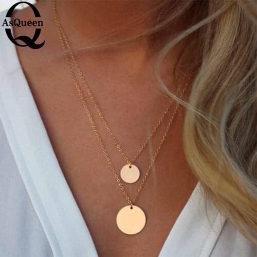 Double Layered Gold Sequin Double Strand Necklace,Layering Disc , Boho Necklace, Beach Jewelry