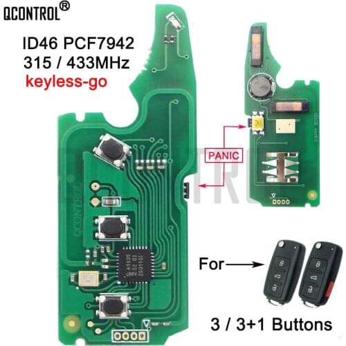 QCONTROL Car Smart Remote Key Electronic Circuit Board For VW Volkswagen Touareg Phaeton 3D0959753AK ID46 7942 Chip keyless-go