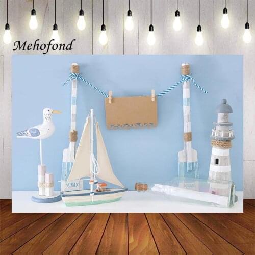 Mehofond Photography Background Nautical Theme Boat Lighthouse Kids Birthday Party Baby Shower Portrait Backdrop Photo Studio
