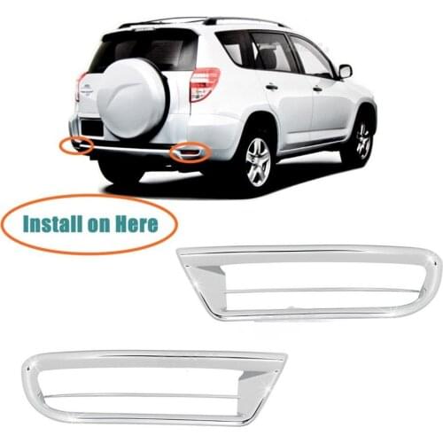 JanDeNing 2pcs For Toyota RAV4 2009-2012 SUV Chrome Rear Tail Fog Light Lamp Cover Trim RAV4